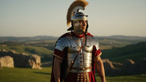 Casque centurion romain avec plume naturelle épaisse de reconstitution historique haute fidélité - 5