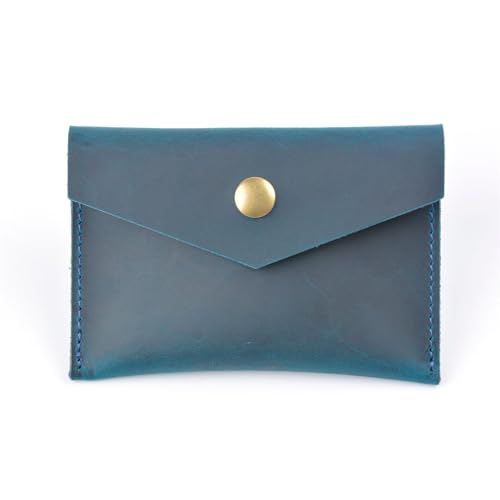 Wallet Business Card Holder Snap Button Coin Purse Simple Business Card Holder(Blue)