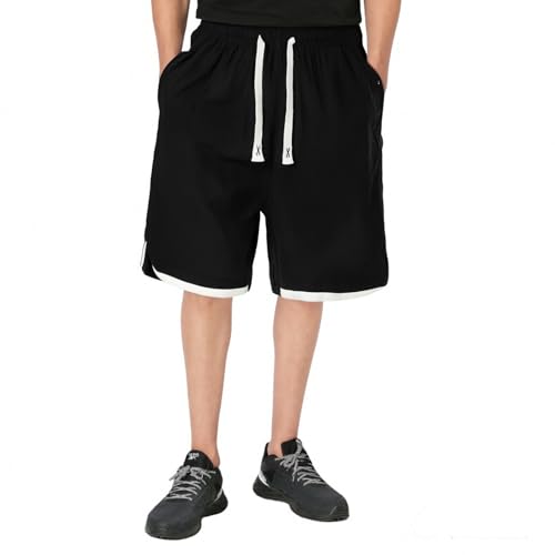 Pantalones cortos para correr para hombre, 2 en 1, de seda de hielo, de secado rápido, pantalones deportivos de secado rápido, pantalones cortos de entrenamiento para exteriores, transpirables