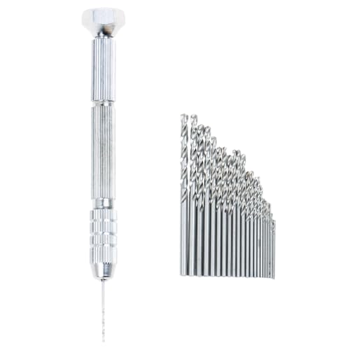 Manual Pin Vise Hand Drill with 25pcs Micro Twist Drill Bits Set 0.5-3.0mm