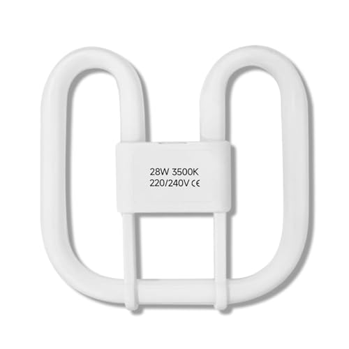 hautllaif GR10Q 4-PIN 28W Ceiling Light Bulb,Bathroom Light Bulb,Warm White 3500K,Non-Dimmable Fluorescent Tube,Large 20x20cm Size,Ideal for Recessed Indoor Stair Corridors,CFL Spotlight Fixture