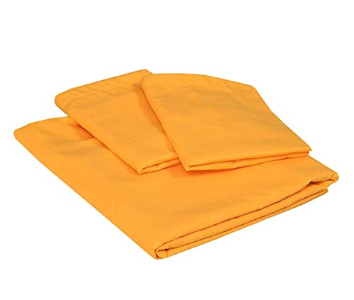 Image of BEVI - Home Premium Solid Plain Single Bedsheet with 1 Pillow Cover 300 TC Microfiber for Single Bed | Size (60 inch x 90 inch) Yellow