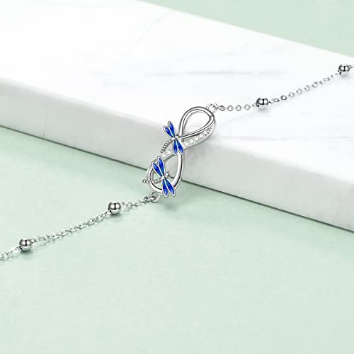 Image of POPLYKE Ladybug /Dragonfly /Bee /Paw Bracelet for Women Sterling SIlver Bracelet /Anklet Jewelry Gift for Women