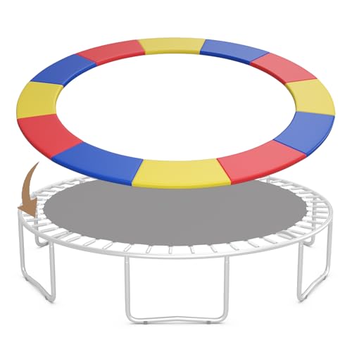 KOTEK Trampoline Pad, 8FT 10FT 12FT 14FT 15FT 16FT Trampoline Spring Cover, No Hole for Pole, Tear-Resistant, Waterproof Trampoline Accessories Safety Pad, Trampoline Padding Replacement