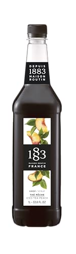 Image of 1883 Iced Tea Peach Syrup for Drinks, Made in France, 1 Liter Plastic Bottle