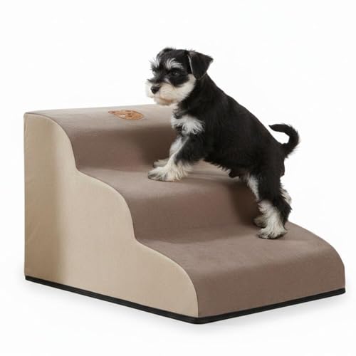 Lifetips シュナウザー(Miniature Schnauzer) ペットステップ 階段 スロープ 室内用 犬 猫 小型犬 シニア犬 高齢犬 介護 段差解消 滑り止め 多機能 収納付き ハウス 洗えるカバー ソファ ベッド用 2段 3段 ゆるやか 昇