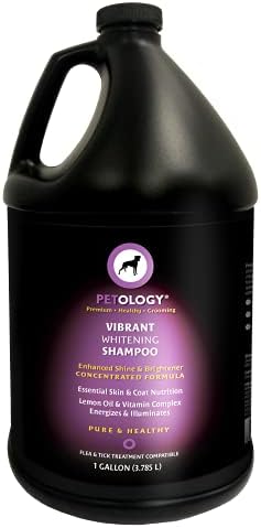 Petology Vibrant Whitening Dog Shampoo, Gallon - Natural, Whitens and Brightens The Coat, Eliminates Smelly Pet Odors, Moisturizes Dry Itchy Skin, Bulk Refill Size 128 oz
