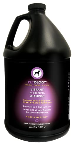 Petology Vibrant Whitening Dog Shampoo, Gallon - Natural, Whitens And Brightens The Coat, Eliminates Smelly Pet Odors, Moisturizes Dry Itchy Skin, Bulk Refill Size 128 Oz #TOP2