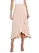 Ezcosplay Women Ruffle Wrap Skirt Tie Waist Boho High Low Asymmetrical Midi Beach Skirt Beige