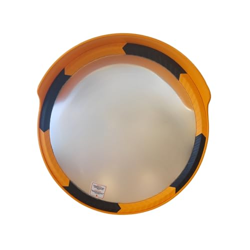 PARKING FACIL | Espejo de Tráfico Convexo de Seguridad con Marco | Tamaño: Ø 80 cm | Color Naranja y Negro | Incluye Soporte Poste y Pared | 1 Unidad