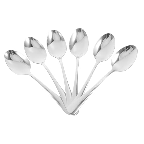 KICHOUSE Metal Spoons Set 6pcs Stainless Steel Dinner Spoons Table Spoon for Everyday Use