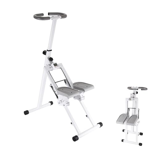 Máquina de Escalada Fitness Plegable con Pantalla LCD, Escalador Cardio para Casa con Resistencia Ajustable, Manillar y Pedales, Máquina de Ejercicio para Piernas, Glúteos, Brazos y Abdomen