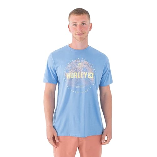 Hurley, Camiseta Manga Corta Hombre, Palm World, XL, Azul