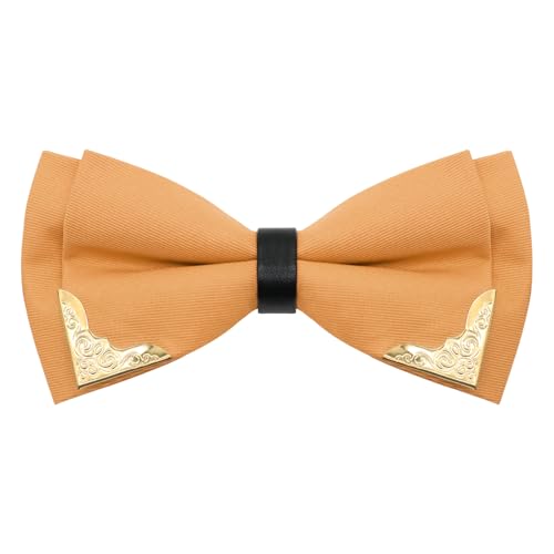 Image of Bow Ties for Men Women Metal Gold Bowtie, Pre Tied Mens Bow Tie Tuxedo Bowties Men for Prom Wedding Party