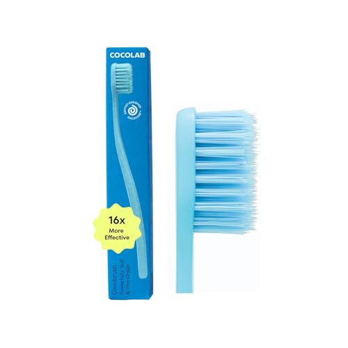 Cocobrush Ultra Soft Toothbrush by Cocolab Compact Head Bristles for Teeth Cleaning Sensitive Gums Oral Care Manual Toothbrush for Adults and Kids Pool Blue