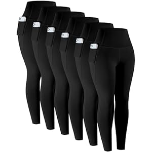 LZYVOO Leggings with Pockets for Women, 6 Packs Soft High Waisted Tummy Control Workout Yoga Pants