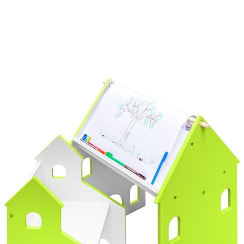Image of Alex Daisy Holland Kids Study Table and Chair Set with Easel for 3-12 Years (Green)