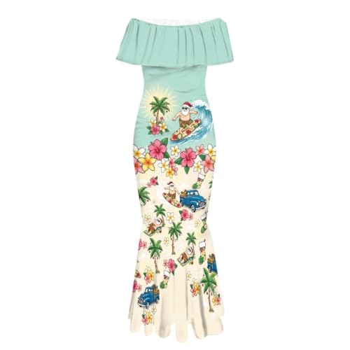 Image of Polynesian Dresses for Women Off Shoulder Maxi Dress Puletasi Samoan Dresses S-7XL