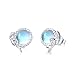 Meerjungfrau Ohrringe 925 Sterling Silber klein Mondstein Ohrstecker Hypoallergen Regenbogen Mondstein Schmuck für Damen Mädchen Kinder