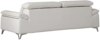 Blackjack Furniture Naples Top Grain Genuine Italian Leather Sofa with Adjustable Headrests Sofa, 88", Snow White