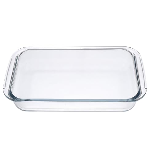 GARVALON Fuente Horno Vidrio Templado Resistente Alta Temperatura Bandeja Cocina Transparente Molde Hornear Rectangular Segura Fácil Limpiar
