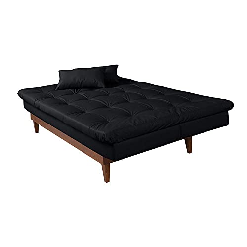 Sofá Cama 3 Lugares Versátil Madero Império Estofados Preto