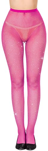 Image of Sparkle Rhinestone Fishnets High Waist Tights Party Stockings for Womens