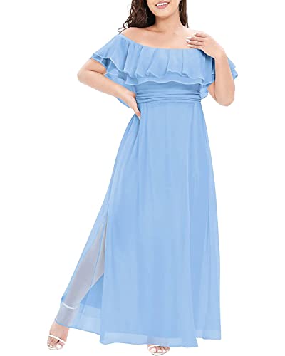 Image of Pinup Fashion Plus Size Formal Bridesmaid Wedding Guest Chiffon Long Dress