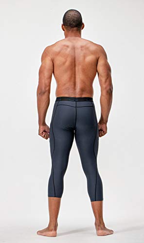 DEVOPS 2 Pack Men's 3/4 Compression Pants Athletic Leggings (Small, Black/Charcoal)