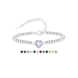 KLIFOWDY Birthday Gifts for Women S925 Sterling Silver Bracelet Infinity Heart Birthstone Bracelet Ladies Gifts Birthday Gift for Women (06.June (Alexandrite))