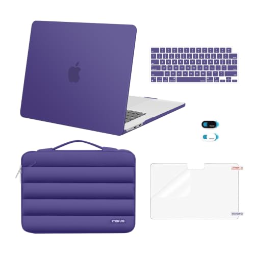 Image of MOSISO Compatible with MacBook Air 15 inch Case M5 2026 M4 M3 M2 2025-2023 | A3448 A3241 A3114 A2941, Protective Hard Shell Case&Puffy Sleeve Bag&Keyboard Skin&Webcam Cover&Screen Film, Imperial Purple