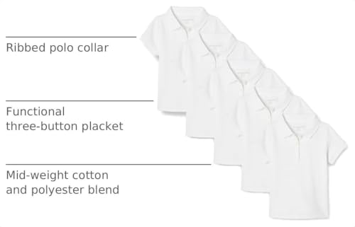 Image of Amazon Essentials Girls and Toddlers' Short Sleeve Uniform Polo Shirt, Multipacks