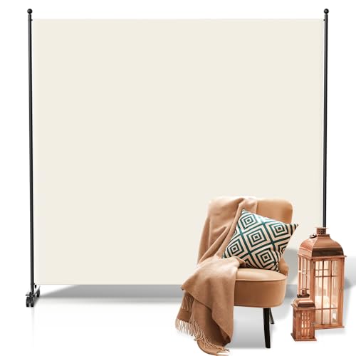 Fiqops Paraviento para exteriores, divisor con ruedas, 1 pieza, 187 x 181 cm, paraviento resistente a la intemperie, para exteriores y oficina, color beige