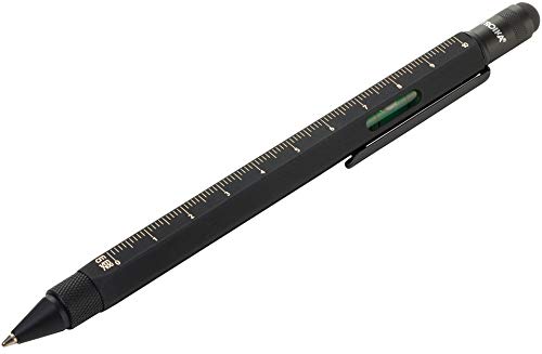Stylo à bille multifonction Troika en laiton argenté mat et noir de jais