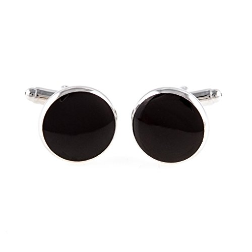 Mrcuff Black Onyx Round Formal Tuxedo Cufflinks & Studs Set In A Presentation Gift Box & Polishing Cloth #TOP2