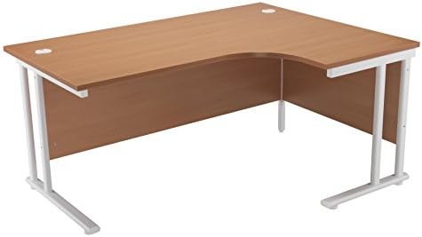 Office Hippo Professional Left Corner Office Desk, Wood, White, White Frame, 160 x 120 x 73 cm