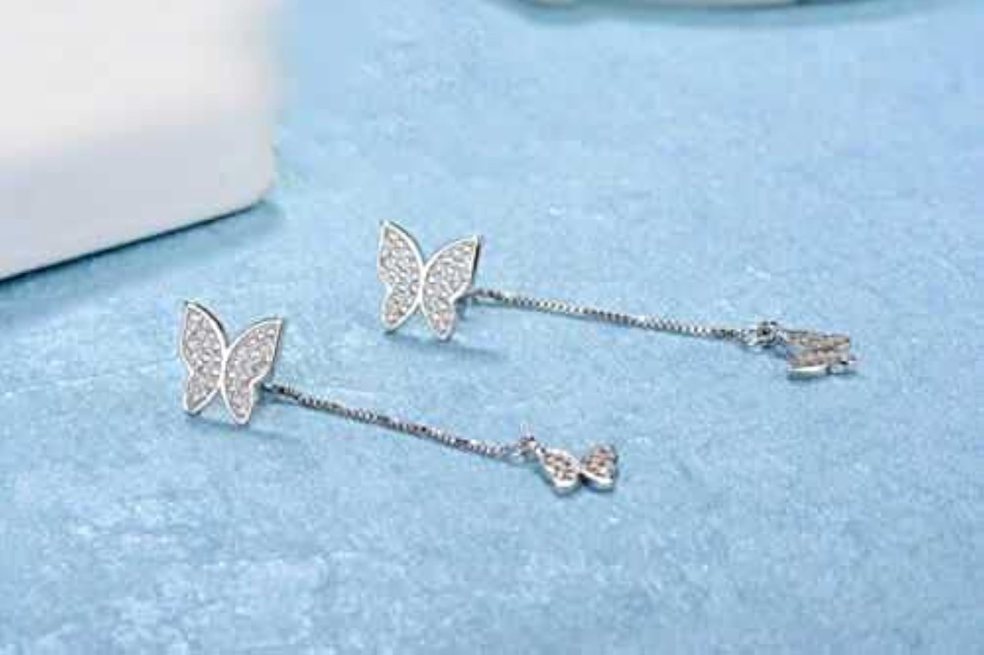 Crystal Butterfly Pendant Earrings