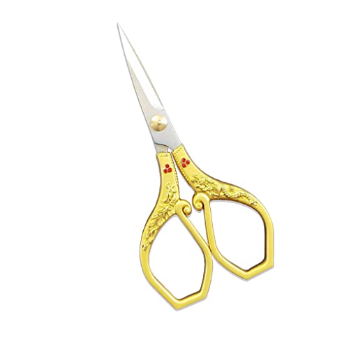 VONKY Tijera de Sastre Estilo Europeo, Suministros de Costura de Acero Inoxidable Resistente, patrón de Tallado, Herramienta de Costura DIY, Cortador de Bordado, Oro Cover