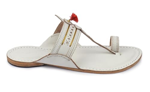 Image of KORAKARI Mens Kolhapuri Chappal, Handcrafted Sandal, Smooth and Comfortable Flip Flops Slipper Anti Slip Design Genuine Leather Traditional Footwear.