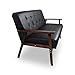 AODAILIHB Modern Wooden Leather 2-Seat Sofa, Sleek Minimalist Loveseat, Sturdy and Long-Lasting Loveseat Sofa Couch, Home Office Furniture (Black)