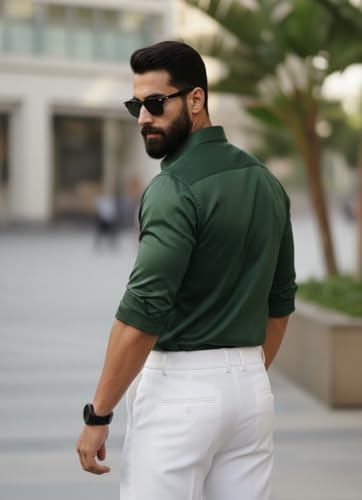 Image of IndoPrimo Men's Stylish Satin Shirt for Party, Formal, Daily and Casual Wear Full Sleeve Shirt for Men
