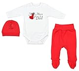 Precioso conjunto de ropa para bebés con estampados a la moda: body con manga larga, medio-mamelucos y gorro. ¡Un elemento indispensable de cada canastilla de bebé!