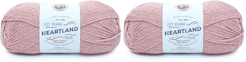Image of Lion Brand Yarn Heartland Yarn, Worsted-Weight Yarn for Knitting, Crocheting, and Crafting, 2 Pack, Capitol Reef