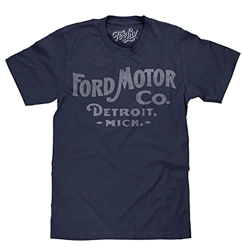 Tee Luv Ford Motor Company Shirt - Ford Detroit Graphic Tee Shirt (Denim Heather) (S)
