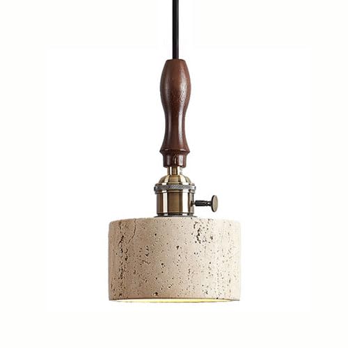 Plafonnier suspension E27 en bois et marbre luminaire pour cuisine