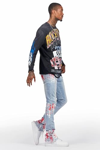 Men's Kodak Blue/Red Painter Stacked Flare Jean3