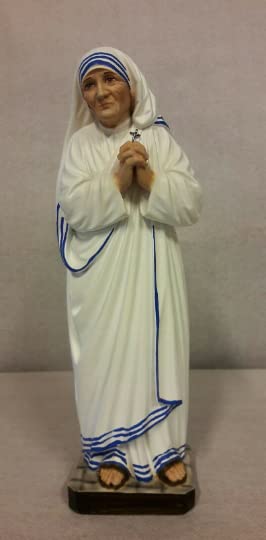 Generico ArteSacraCaravaggio Statua di Santa Madre Teresa di Calcutta cm 30 (11,81 inches) in marmo resina decorata a mano di produzione artigianale italiana