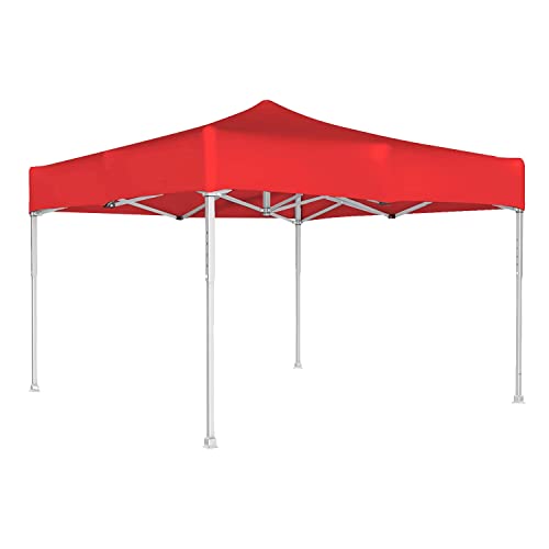 Image of OUTO Heavy Duty Gazebo Tent 6.5 ft | 16.8 Kg Strong Frame | UV Protection Foldable Pop-Up Canopy Tent with 4 Side Open | Outdoor Folding Tent for Garden, Terrace, Events & Promotional Use (Red)