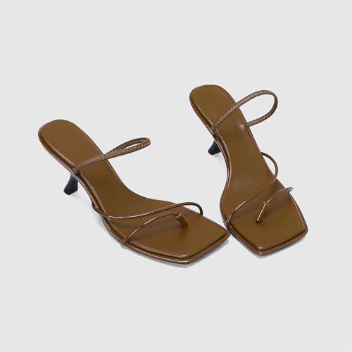 Women's Square Open Toe Slip-On Slide Toe Strap Pumps High Stiletto Comma Heeled Sandals Strappy Classic Work Office Church Shoes Sexy Dating Dress Business Party Summer Heels2