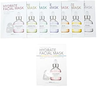 Dermal Shop Hydrate Facial Mask - 7 Masks for Daily Use - Skincare Sheet for Oily, Dry, Sensitive Skin - Anti Aging Full Face Mask - Moisturize & Tighten Your Skin